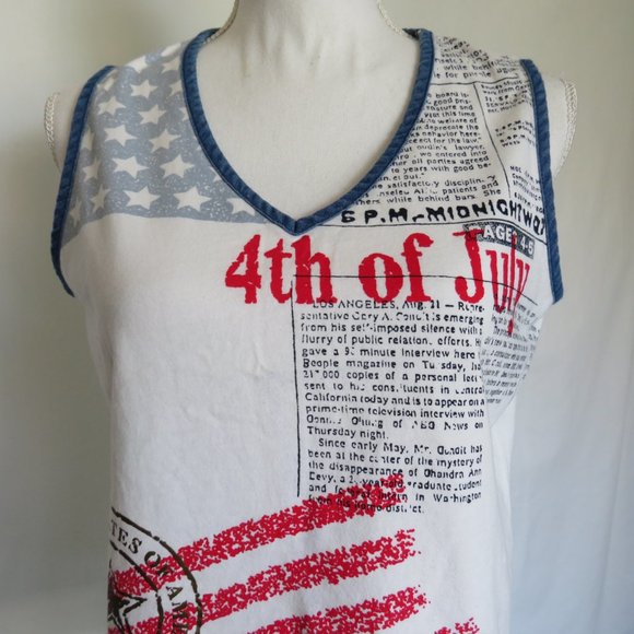 Moving Bleu By Designers Originals Vintage 4th of July Sleeveless Women’s Top S - Picture 2 of 9